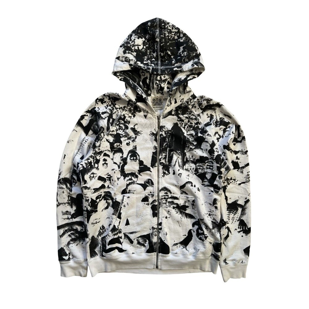 Vintage Y2K Juicy Couture Full Zip Hoodie Sweatshirt Crowd AOP Men’s Size XL